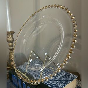 Imperial Glass Salad Plate with Gold Beaded Rim